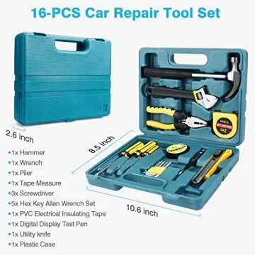 Vetoos Car Roadside Emergency Kit with Jumper Cables, Auto Vehicle Safety Road Side Assistance Kits, Winter Car Kit Essentials for Women and Men, with Car Repair Tool Set, Folding Survival Shovel