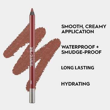 URBAN DECAY 24/7 Glide-On Waterproof Lip Pencil (1993 - Medium Brown), Smudge-Proof, Longwearing Lip Liner, Smooth & Creamy Colors, Moisturizing Formula with Vitamin E - 0.04 oz