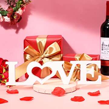 Kigley Valentine's Day Wooden Love Sign Wedding Table Decorations Wood Love Letters Bridal Shower Signs for Home Decor Married Anniversary Party Wedding Party Proposal Ceremony(White)