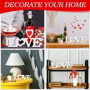 Kigley Valentine's Day Wooden Love Sign Wedding Table Decorations Wood Love Letters Bridal Shower Signs for Home Decor Married Anniversary Party Wedding Party Proposal Ceremony(White)