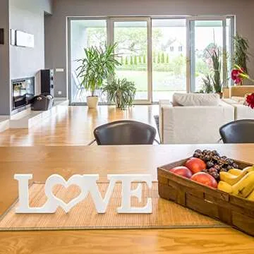 Kigley Valentine's Day Wooden Love Sign Wedding Table Decorations Wood Love Letters Bridal Shower Signs for Home Decor Married Anniversary Party Wedding Party Proposal Ceremony(White)