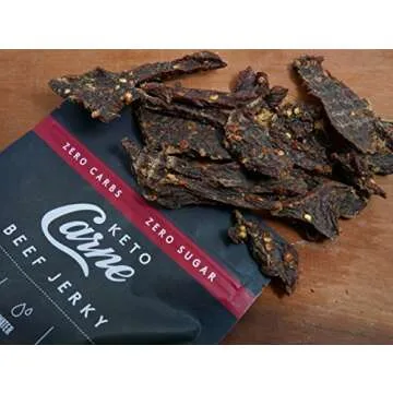 KETO CARNE | Healthy Keto & Low Carb Beef Jerky | 0g Carb | 0g Sugar | Sugar Free, Zero Carb | Gluten Free | Soy Free | Preservative Free | Nitrate Free | All Natural | Pack of 4