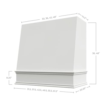 Wood Range Hood Angled Front with Decorative Molding | Custom Wall Mount Kitchen Vent Cover for Drea...