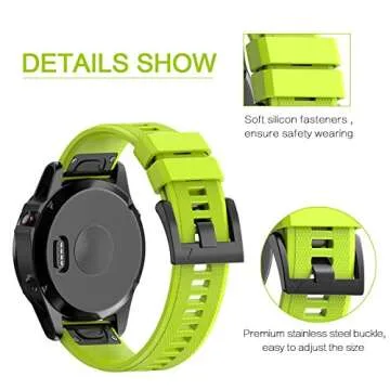 Fashioneey Compatible with Garmin Fenix 5 Band, 22mm Soft Silicone Wristband Replacement Strap with Quick Release Connectors Compatible for Garmin Fenix 5/ Fenix 5 Plus/Forerunner 935