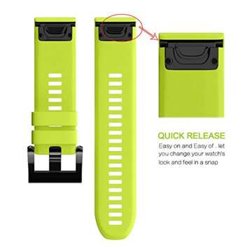 Fashioneey Compatible with Garmin Fenix 5 Band, 22mm Soft Silicone Wristband Replacement Strap with Quick Release Connectors Compatible for Garmin Fenix 5/ Fenix 5 Plus/Forerunner 935