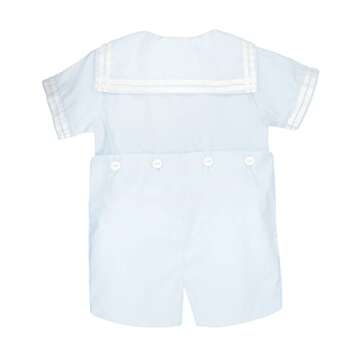 Petit Ami Baby Boys’ 2 Piece Nautical Bobby Suit with Collar, 6 Months, Blue