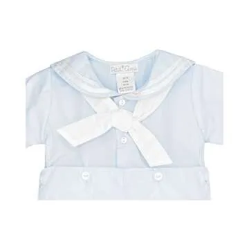 Petit Ami Baby Boys’ 2 Piece Nautical Bobby Suit with Collar, 6 Months, Blue