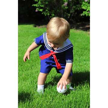 Petit Ami Baby Boys’ 2 Piece Nautical Bobby Suit with Collar, 6 Months, Blue