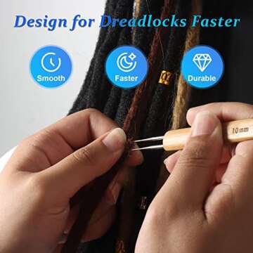 6PCS Dreadlock Crochet Needle for Dreadlocks 1.0mm, Durable Dreadlock Crochet Hooks for Hair with Interlocking Tool, Excellent for Maintaining Real Dread Loc