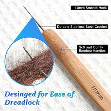 6PCS Dreadlock Crochet Needle for Dreadlocks 1.0mm, Durable Dreadlock Crochet Hooks for Hair with Interlocking Tool, Excellent for Maintaining Real Dread Loc