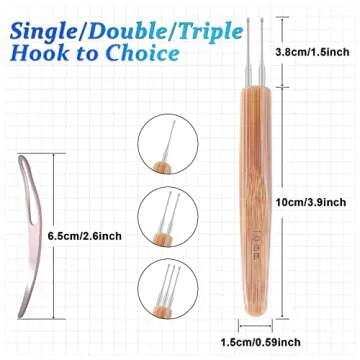 6PCS Dreadlock Crochet Needle for Dreadlocks 1.0mm, Durable Dreadlock Crochet Hooks for Hair with Interlocking Tool, Excellent for Maintaining Real Dread Loc