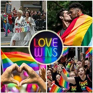 Love Wins Unique Neon Signs for Wall Decor，Powered by USB Neon Light, 14.5"x11.8"x0.5" Colorful