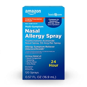 Amazon Basic Care 24 Hour Allergy Nasal Spray - Non-Drowsy Relief for All Ages