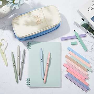 Henoyso 18 Pcs Aesthetic Bible Study Supplies Include Big Capacity Pen Bag with Zipper 12 Pcs Chisel...