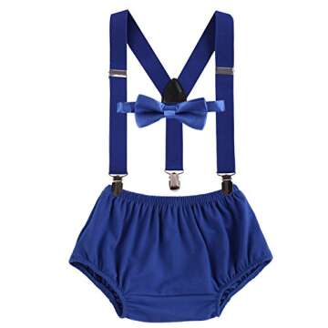 Adorable Baby Boys Cake Smash Clothes with Suspenders and Bow Tie