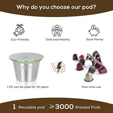 RECAPS Reusable Coffee Filter Capsules Compatible with Nespresso Original 3PCS Refillable Coffee Pods Permanent Coffee Filter Stainless Steel 120PCS Aluminum Foil Lids Coffee Tamper