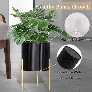 ARNIS Modern Planter Pots Set of 2 with Stand for Greenery