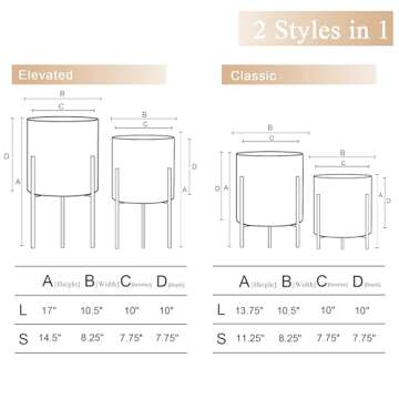 ARNIS Modern Planter Pots Set of 2 with Stand for Greenery