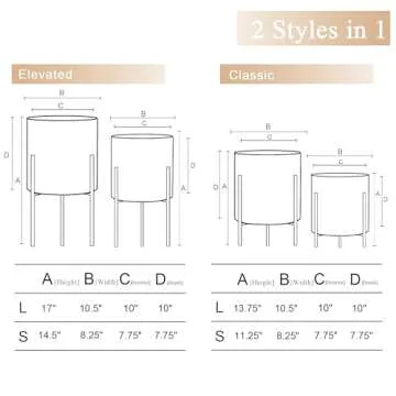 ARNIS Modern Planter Pots Set of 2 with Stand for Greenery