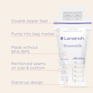 Lansinoh 200 Count Breastmilk Storage Bags Leak-Proof