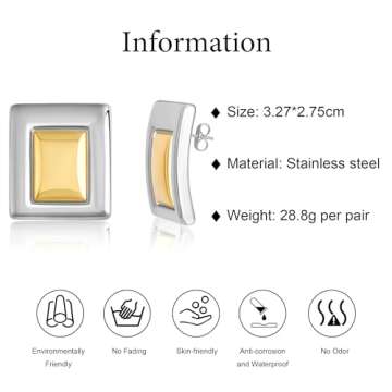 Chic Floramos Gold Square Earrings - Timeless Fashion Accessory