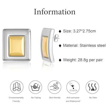 Chic Floramos Gold Square Earrings - Timeless Fashion Accessory