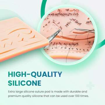 Suture Practice Kit for Medical Students | Including Large Silicone Pad, Suture Threads, Tool Kit, Knot Board and Suture Video Course