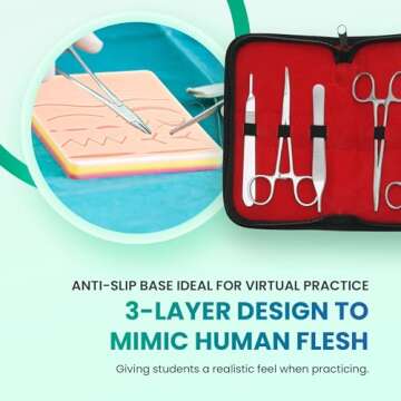 Suture Practice Kit for Medical Students | Including Large Silicone Pad, Suture Threads, Tool Kit, Knot Board and Suture Video Course