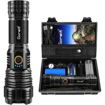 Goreit Rechargeable LED Flashlight - 20000 Lumens