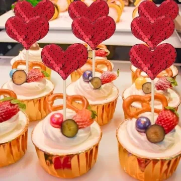 60 Heart Cupcake Toppers for Valentine’s Day Celebrations