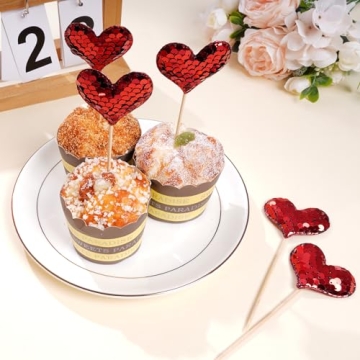 60 Heart Cupcake Toppers for Valentine’s Day Celebrations