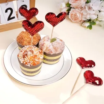 60 Heart Cupcake Toppers for Valentine’s Day Celebrations