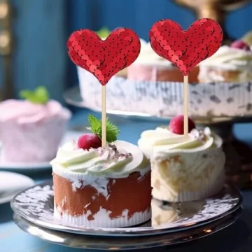 60 Heart Cupcake Toppers for Valentine’s Day Celebrations