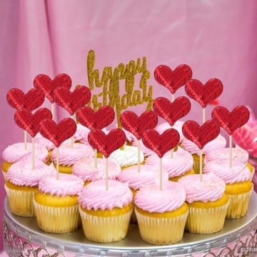 60 Heart Cupcake Toppers for Valentine’s Day Celebrations
