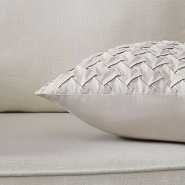Longhui bedding 18” x 18” Cream Throw Pillow Covers (Set of 2) – Decorative Throw Pillow Cover for 18 inch Sofa, Couch, Chair Pillows – Square Decorative Pillowcase