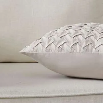 Longhui bedding 18” x 18” Cream Throw Pillow Covers (Set of 2) – Decorative Throw Pillow Cover for 18 inch Sofa, Couch, Chair Pillows – Square Decorative Pillowcase