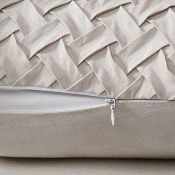 Longhui bedding 18” x 18” Cream Throw Pillow Covers (Set of 2) – Decorative Throw Pillow Cover for 18 inch Sofa, Couch, Chair Pillows – Square Decorative Pillowcase