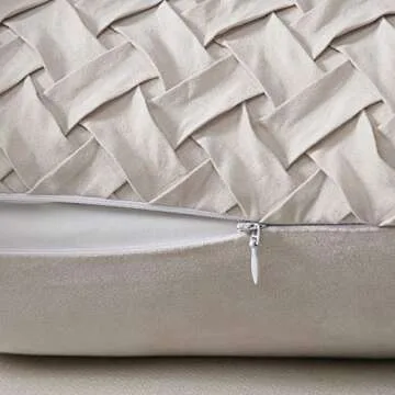 Longhui bedding 18” x 18” Cream Throw Pillow Covers (Set of 2) – Decorative Throw Pillow Cover for 18 inch Sofa, Couch, Chair Pillows – Square Decorative Pillowcase