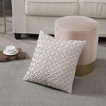 Longhui bedding 18” x 18” Cream Throw Pillow Covers (Set of 2) – Decorative Throw Pillow Cover for 18 inch Sofa, Couch, Chair Pillows – Square Decorative Pillowcase