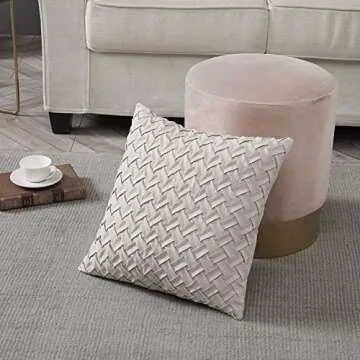 Longhui bedding 18” x 18” Cream Throw Pillow Covers (Set of 2) – Decorative Throw Pillow Cover for 18 inch Sofa, Couch, Chair Pillows – Square Decorative Pillowcase