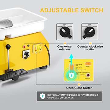 Pottery Wheel 25CM 350W Electric Ceramic Craft Machine