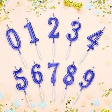 Beanlieve Blue Numeral Birthday Candles - Cake Numeric Candles Number 0 1 2 3 4 5 6 7 8 9, Used for ...