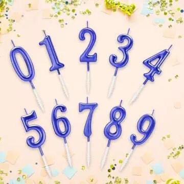 Beanlieve Blue Numeral Birthday Candles - Cake Numeric Candles Number 0 1 2 3 4 5 6 7 8 9, Used for ...