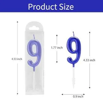 Beanlieve Blue Numeral Birthday Candles - Cake Numeric Candles Number 0 1 2 3 4 5 6 7 8 9, Used for Cake Decoration on Birthday Parties and Wedding Anniversary Celebrations(10 Pieces)