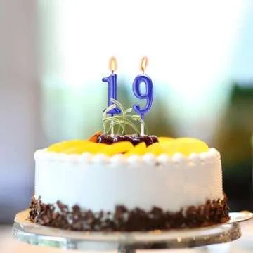Beanlieve Blue Numeral Birthday Candles - Cake Numeric Candles Number 0 1 2 3 4 5 6 7 8 9, Used for Cake Decoration on Birthday Parties and Wedding Anniversary Celebrations(10 Pieces)