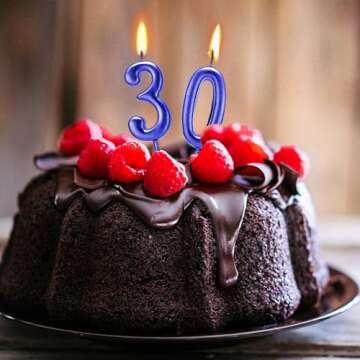 Beanlieve Blue Numeral Birthday Candles - Cake Numeric Candles Number 0 1 2 3 4 5 6 7 8 9, Used for Cake Decoration on Birthday Parties and Wedding Anniversary Celebrations(10 Pieces)