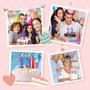 Beanlieve Blue Numeral Birthday Candles - Cake Numeric Candles Number 0 1 2 3 4 5 6 7 8 9, Used for Cake Decoration on Birthday Parties and Wedding Anniversary Celebrations(10 Pieces)