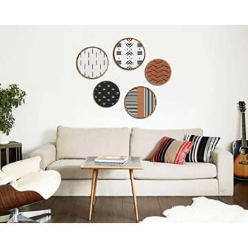 Pigort Farmhouse Boho Aztec Diamond Wooden Wall Art