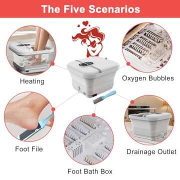 AISZG Foot Spa Bath Massager with 8 Massage Rollers,Collapsible Foot Spa with Heat,Pedicure Foot Soaking Tub,Husband/Men Valentines Day Gifts for Him/Her/Boyfriend