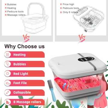 AISZG Foot Spa Bath Massager with 8 Massage Rollers,Collapsible Foot Spa with Heat,Pedicure Foot Soaking Tub,Husband/Men Valentines Day Gifts for Him/Her/Boyfriend